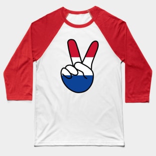 Netherlands Flag V Sign Baseball T-Shirt